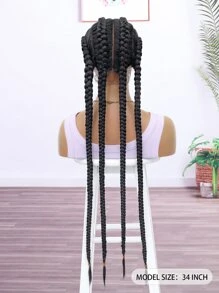Black Synthetic Braid Lace Front Wigs With Baby Hair For Women Long 4 Box Braid Hair Wig - Black - View 2