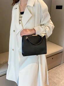 Sac carré en relief de crocodile chaîne