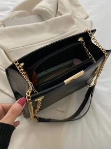 Sac carré en relief de crocodile chaîne