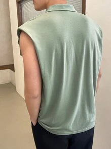 Manfinity VCAY Áo ba lỗ họa tiết chữ vá cỡ lớn cho nam - Màu xanh Bạc hà - Xem 2