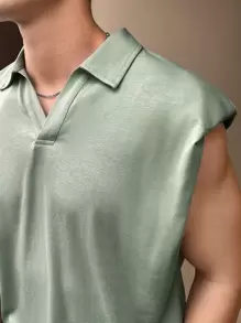 Manfinity VCAY Áo ba lỗ họa tiết chữ vá cỡ lớn cho nam - Màu xanh Bạc hà - Xem 4