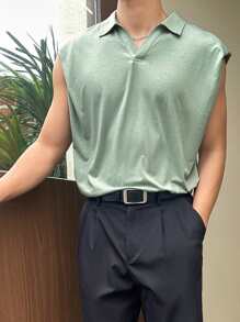 Manfinity VCAY Áo ba lỗ họa tiết chữ vá cỡ lớn cho nam - Màu xanh Bạc hà - Xem 5