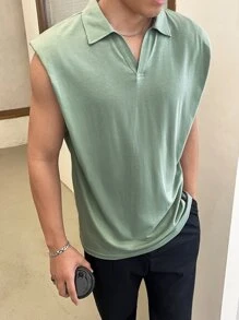 Manfinity VCAY Áo ba lỗ họa tiết chữ vá cỡ lớn cho nam - Màu xanh Bạc hà - Xem 7