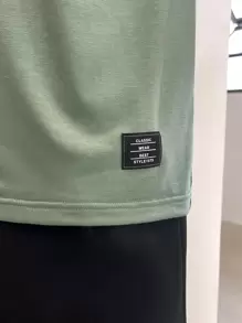 Manfinity VCAY Áo ba lỗ họa tiết chữ vá cỡ lớn cho nam - Màu xanh Bạc hà - Xem 8