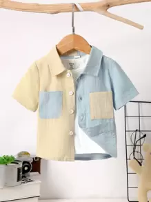 Baby Boy Two Tone Pocket Patched Shirt Without Tee - Multicolor - View 1