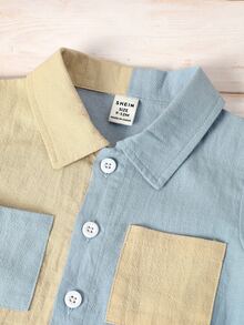Baby Boy Two Tone Pocket Patched Shirt Without Tee - Multicolor - View 3