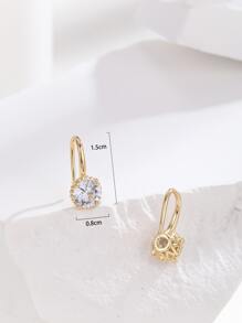 Cubic Zirconia Decor Earrings - Yellow Gold - View 3
