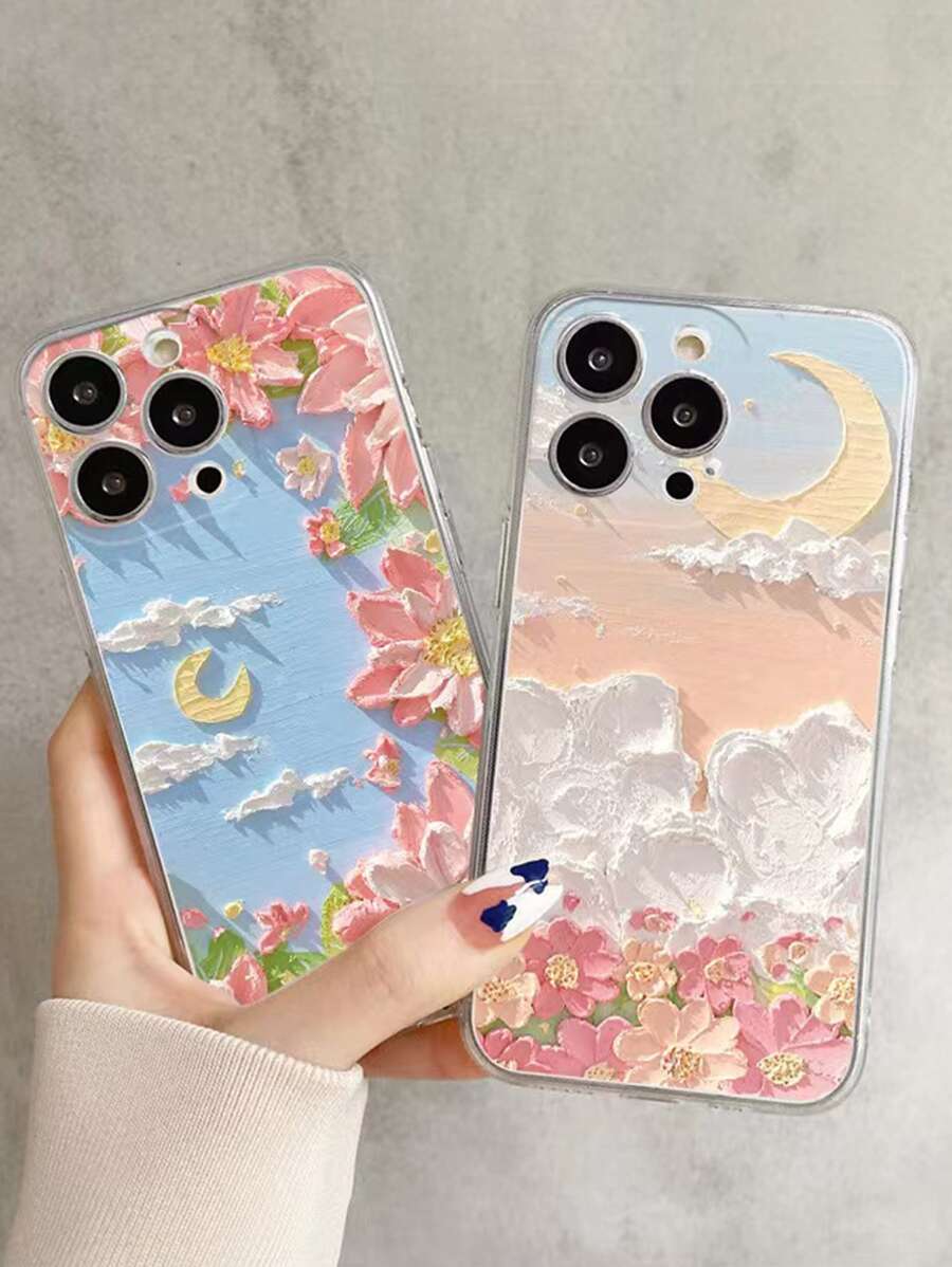 Bộ 2 ốp lưng điện thoại họa tiết hoa, tương thích với iPhone 15/15Plus/15Pro/15Promax, phiên bản quốc tế, không phải phiên bản nội địa.