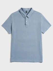 GENTILAND Men Solid Polo Shirt - Dusty Blue - View 4