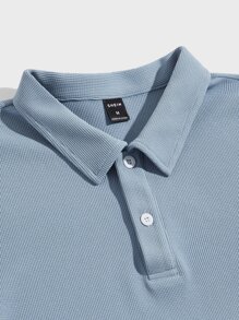GENTILAND Men Solid Polo Shirt - Dusty Blue - View 5