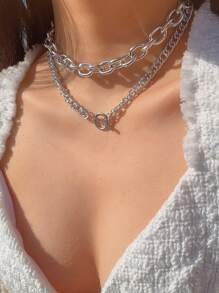 2 chiếc vòng cổ chuỗi tối giản - Bạc - Xem 1