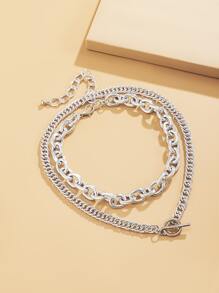 2 chiếc vòng cổ chuỗi tối giản - Bạc - Xem 2