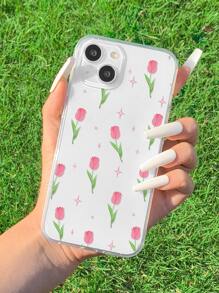 鬱金香圖案透明手機殼 - 彩色 - 查看 1