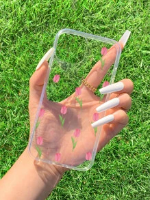 鬱金香圖案透明手機殼 - 彩色 - 查看 2