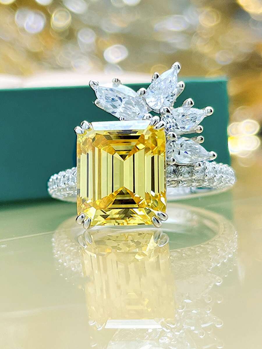 Nhẫn Trang Trí Đá Cubic Zirconia - Màu vàng - Xem 1