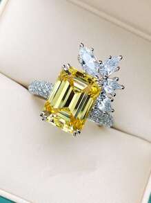 Nhẫn Trang Trí Đá Cubic Zirconia - Màu vàng - Xem 2