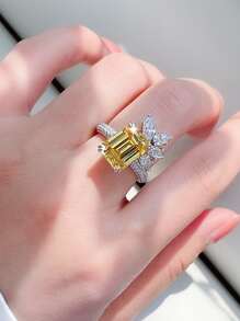 Nhẫn Trang Trí Đá Cubic Zirconia - Màu vàng - Xem 3