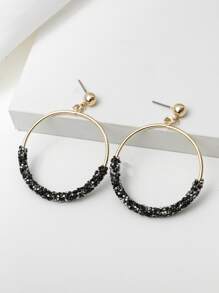 Beaded Hoop Earrings - Multicolor - View 1