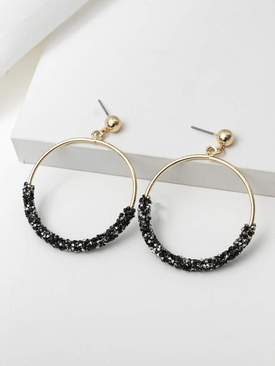 Beaded Hoop Earrings - Multicolor - View 1