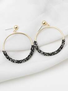 Beaded Hoop Earrings - Multicolor - View 3