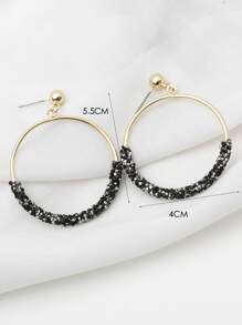 Beaded Hoop Earrings - Multicolor - View 4