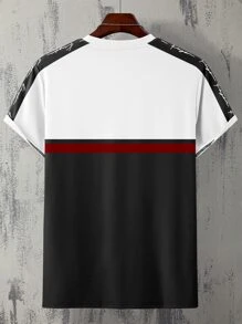 Manfinity Homme Men Crown & Letter Graphic Colourblock Tee - Black and White - View 2