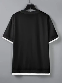 Manfinity Hypemode Men Letter Graphic 2 In 1 Tee - Black - View 2