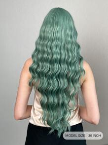 Peluca sintética extra larga rizado con tupe - Verde - Ver 2