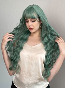 Peluca sintética extra larga rizado con tupe - Verde - Ver 5