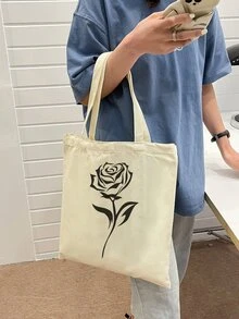 Floral Graphic Shopper Bag - Beige - View 2