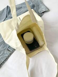 Floral Graphic Shopper Bag - Beige - View 3