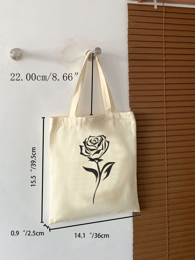 Floral Graphic Shopper Bag - Beige - View 4