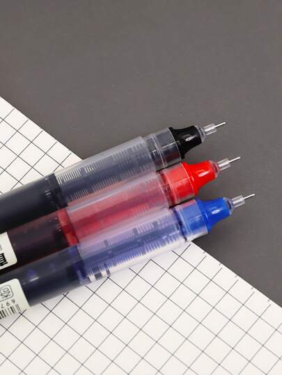 3入組中性筆(紅/藍/黑),適用於國內外