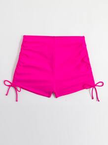 SHEIN Swim 側抽繩泳衣下裝 - 玫紅色 - 查看 3