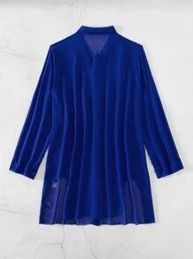 SHEIN Swim Kimono unicolor de hombros caídos - azul real - Ver 2