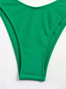 SHEIN Swim Conjunto de bikini sólido de verano con triángulo de sujetador halter en paquete de 3 - Verde - Ver 6