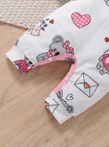 SHEIN Recién nacido Bebé Mono con estampado de koala ribete con fruncido & Accesorio Diadema - Blanco - Ver 5