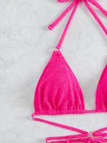 Bộ bikini đi biển mùa hè có dây buộc hình tam giác - Màu Hồng Tươi - Xem 6
