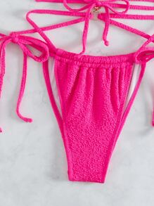 Bộ bikini đi biển mùa hè có dây buộc hình tam giác - Màu Hồng Tươi - Xem 7