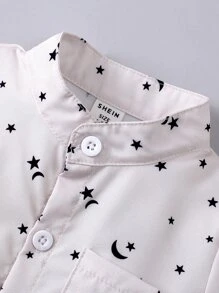 Đứa bé trai Ngôi sao Và In Mặt trăng Áo sơ mi & Quần short - Đỏ và trắng - Xem 4