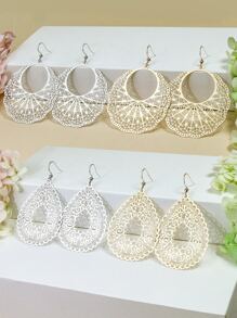4對鏤空耳墜,不銹鋼首飾類 - 彩色 - 查看 1
