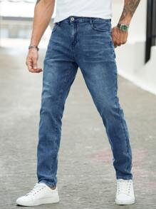 Quần Jeans Nam Túi màu trơn - Rửa trung bình - Xem 1
