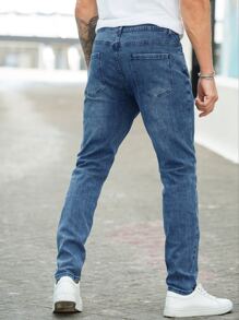 Quần Jeans Nam Túi màu trơn - Rửa trung bình - Xem 2