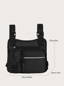 男士简约胸包斜挎包大学包爸爸新生书包多功能宿舍大学男士礼物男士包腰包男士斜挎包度假笔记本电脑冬季大容量多功能户外学生胸包男士侧包 - 黑色 - 查看 4