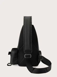 Mini Men Letter Graphic Sling Bag Chest Bag - Black - View 7