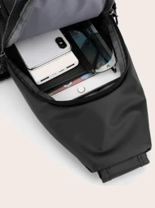 Mini Men Letter Graphic Sling Bag Chest Bag - Black - View 8