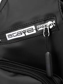 Mini Men Letter Graphic Sling Bag Chest Bag - Black - View 9