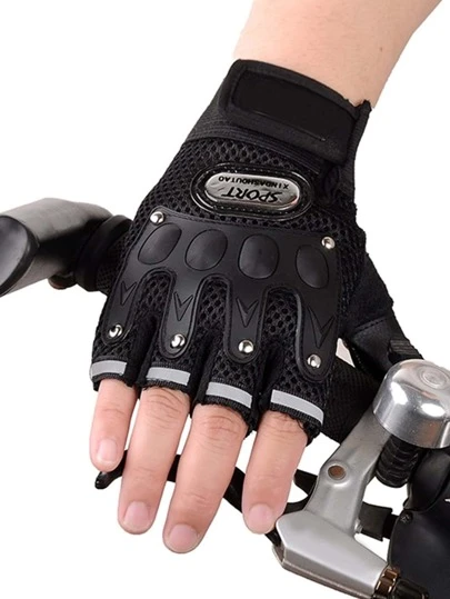 2pcs Motorcycle Breathable Half Finger Cycling Protective Gloves