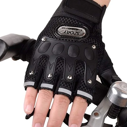 2 Miếng Xe máy Thoáng khí Nửa Ngón tay Đạp xe Găng tay bảo hộ