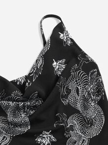 SHEIN EZwear Áo hai dây Plus Size Bất đối xứng Lộ Lưng Vắt Thú vật Giải trí - màu đen - Xem 5